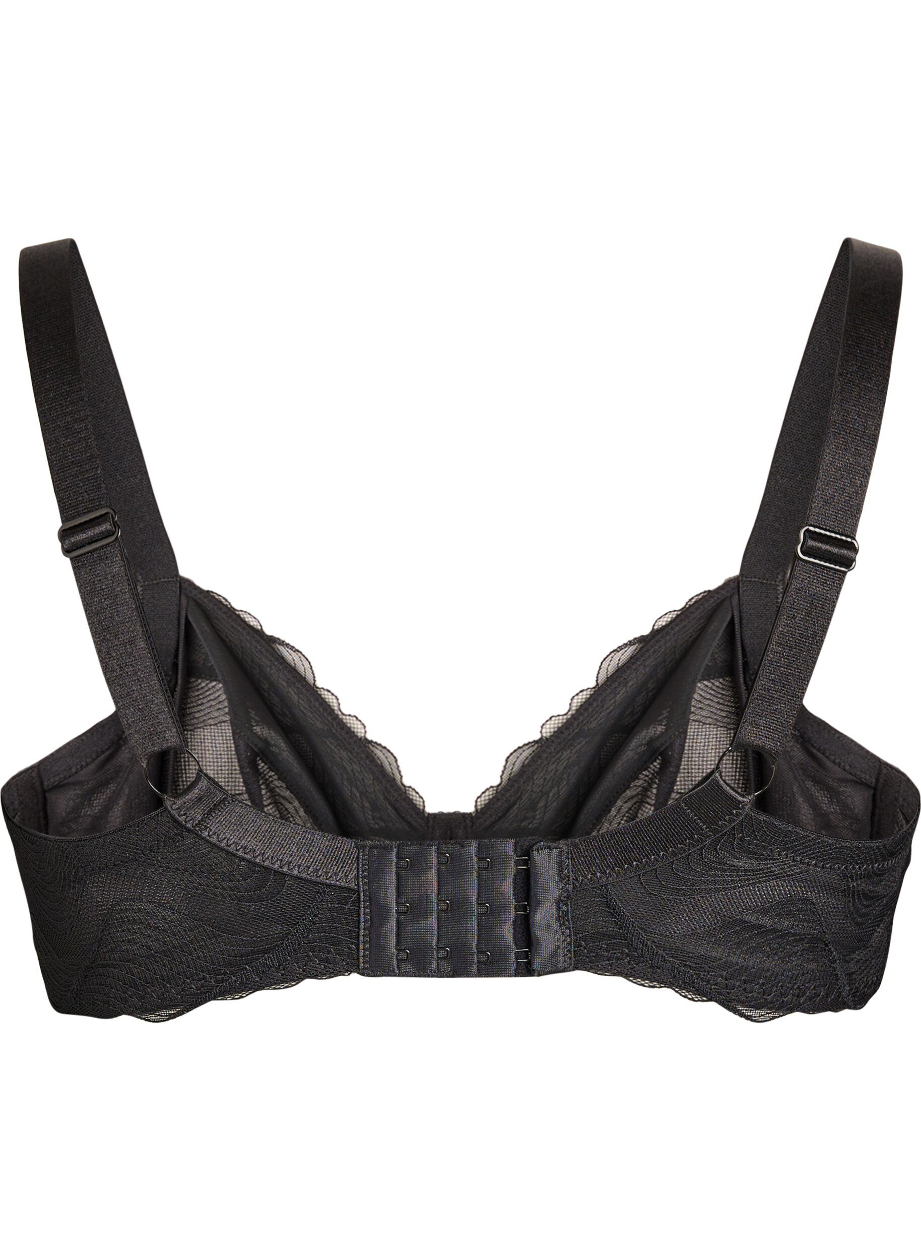 Zizzifashion Full cover bra in mesh with wave pattern, Black, Packshot image number 1