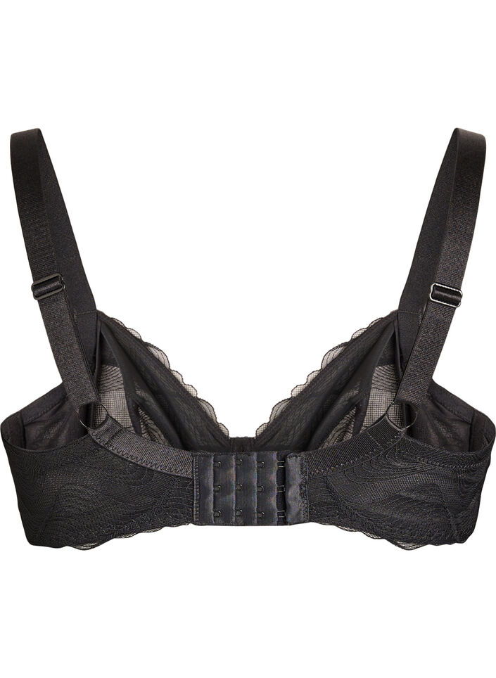 Full cover bra in mesh with wave pattern, Black, Packshot image number 1