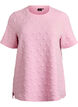 T-shirt in embossed cotton jersey, Rose, Packshot image number 0