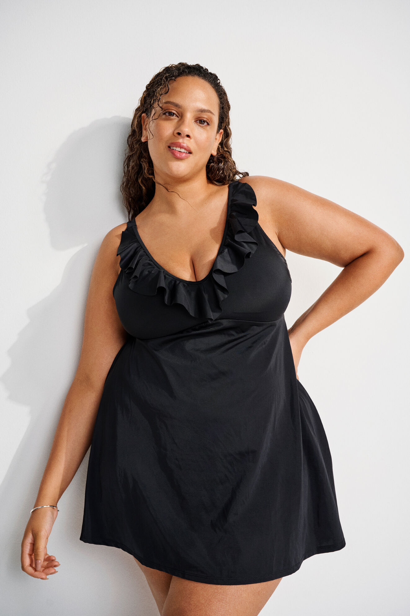 Bathing dress with ruffles, , Model