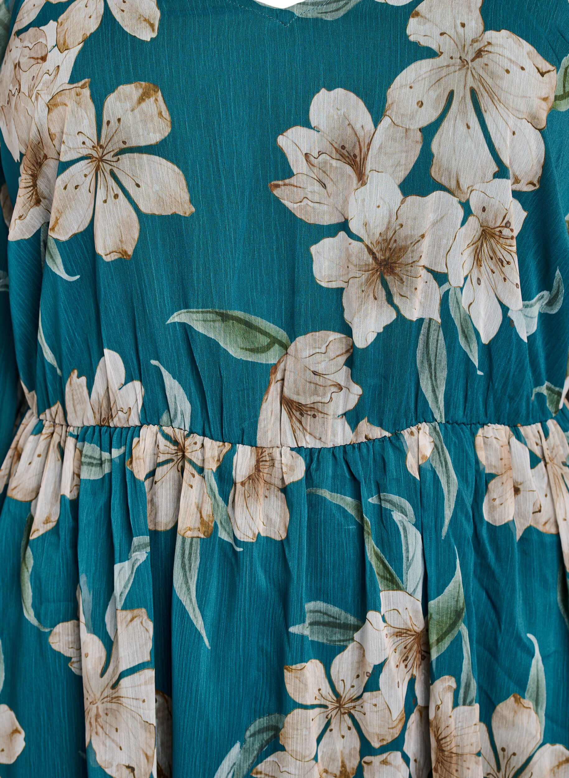 Zizzifashion Chiffon party dress with long sleeves, Green, Packshot image number 2