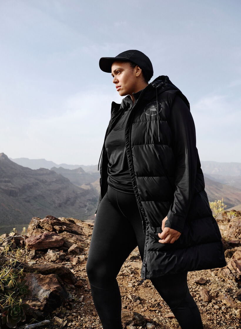 Hooded waistcoat with pockets, Black, Image image number 1