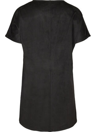 Short-sleeved dress with a round neck, Black, Packshot image number 1