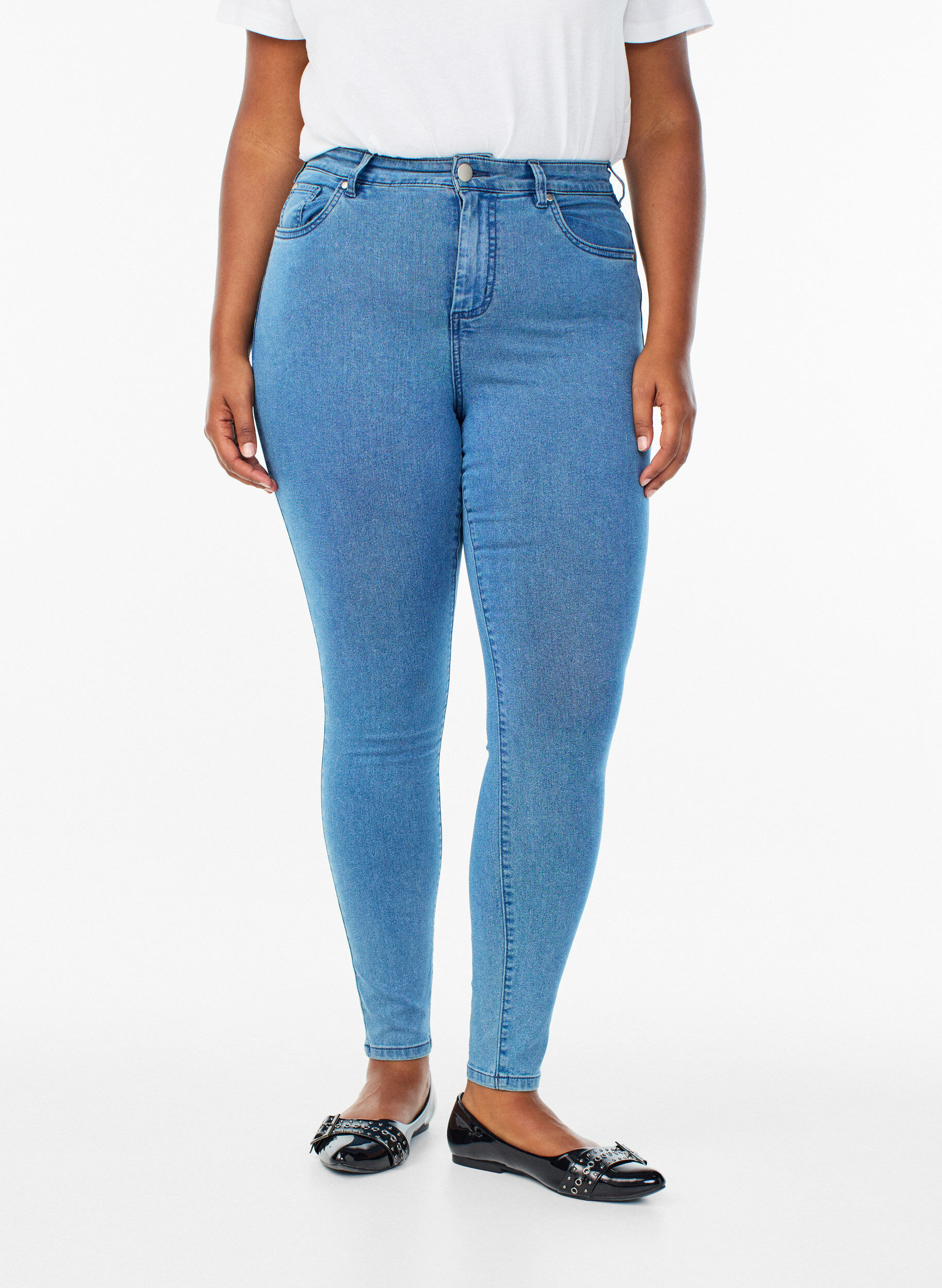 Zizzifashion Amy high-waisted super slim fit jeans, Blue, Model image number 2