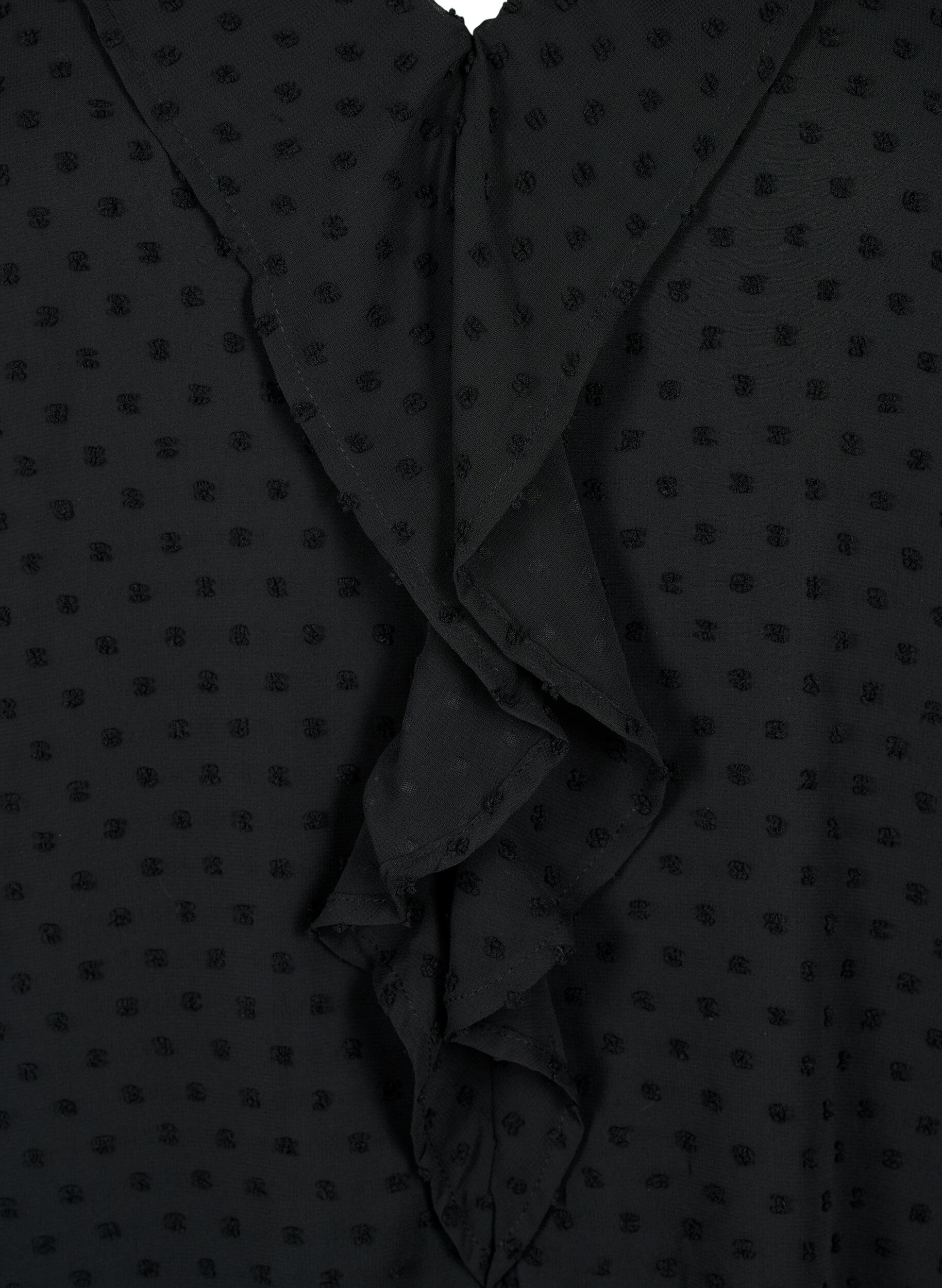 Zizzifashion Blouse with ruffles and dotted texture, Black, Packshot image number 2