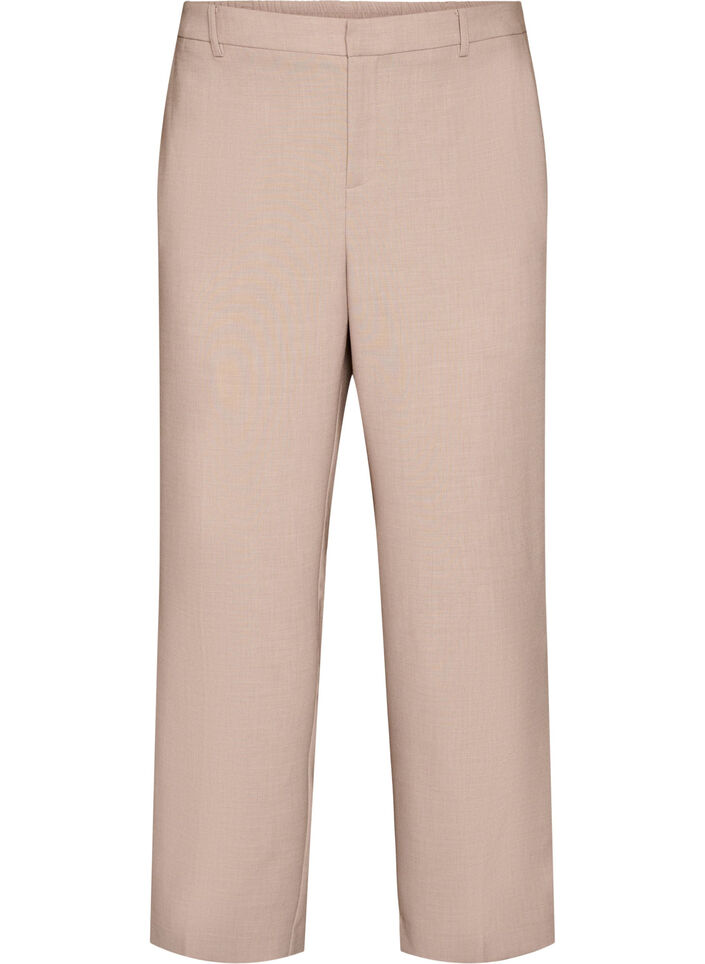 Tailored trousers with a high waist and straight fit, Beige, Packshot