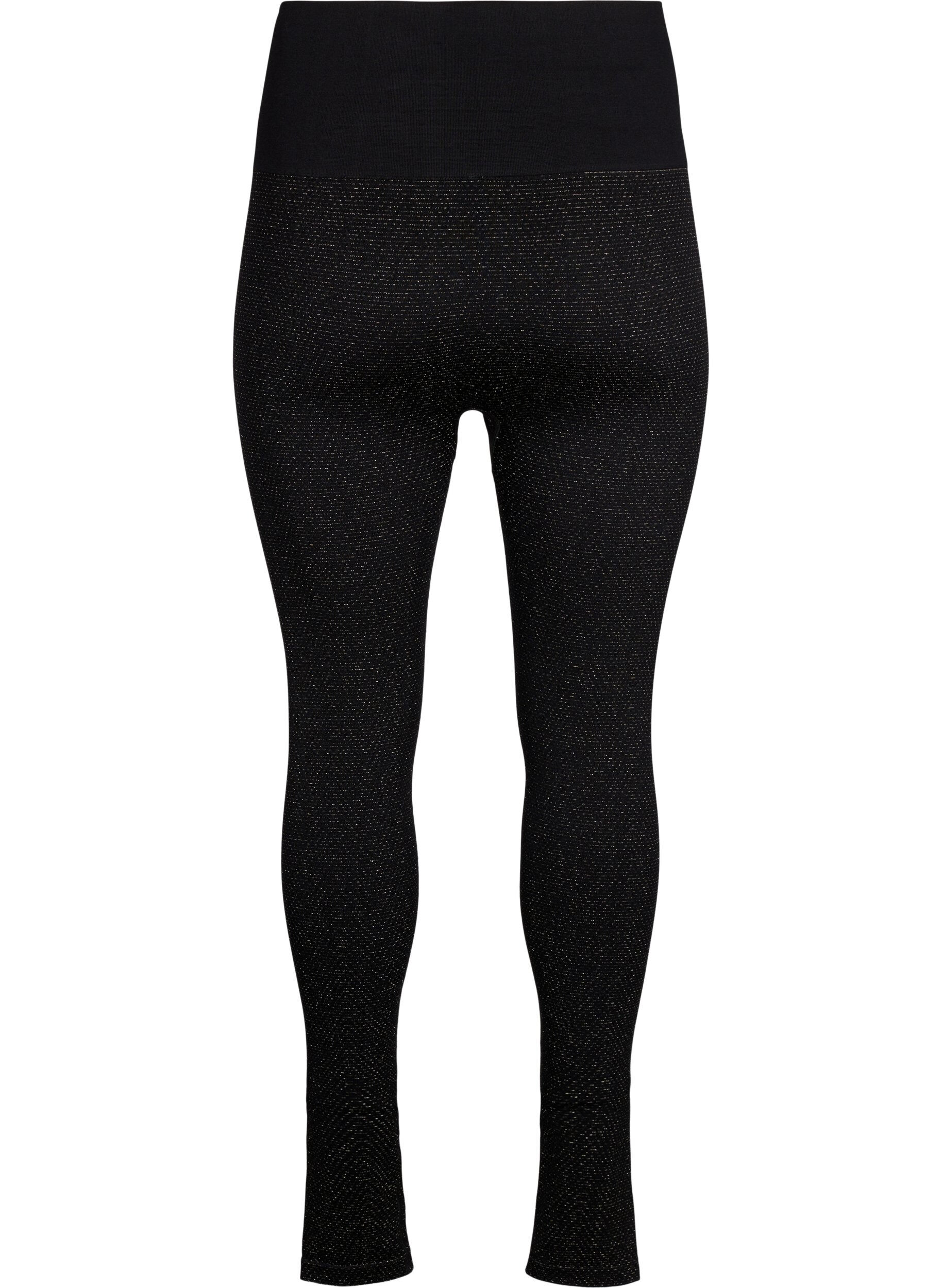 Zizzifashion Seamless glitter leggings, Black Gold Lurex, Packshot image number 1