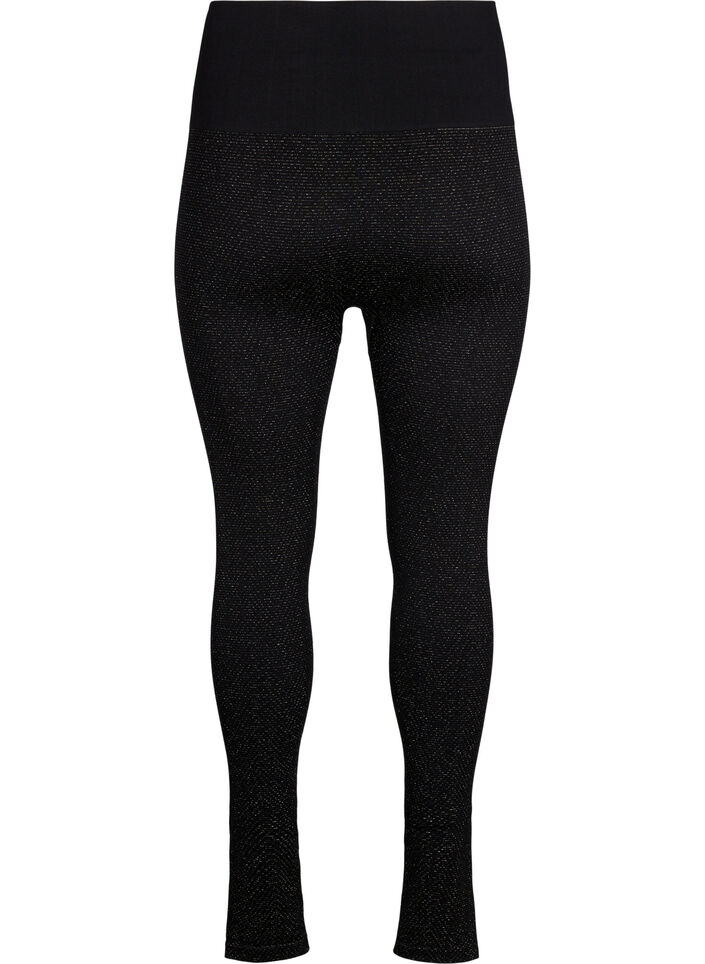 Seamless glitter leggings, Black Gold Lurex, Packshot image number 1