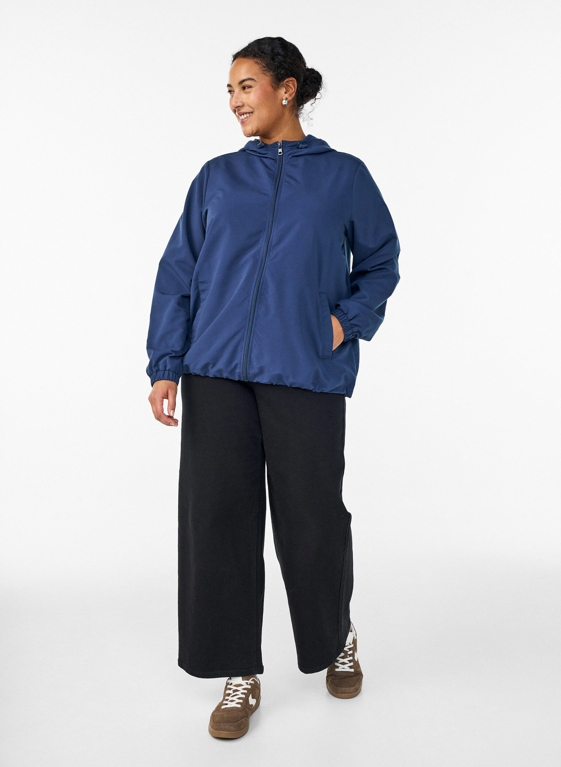 ZizzifashionLightweight jacket with a hood and zipper, Blue, Model image number 1