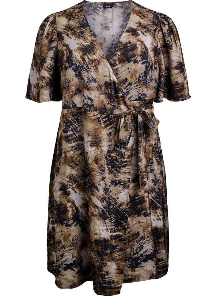 Printed wrap dress, Green, Packshot image number 0