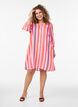 Short dress in linen and viscose with 3/4 sleeves, Pink, Model image number 0