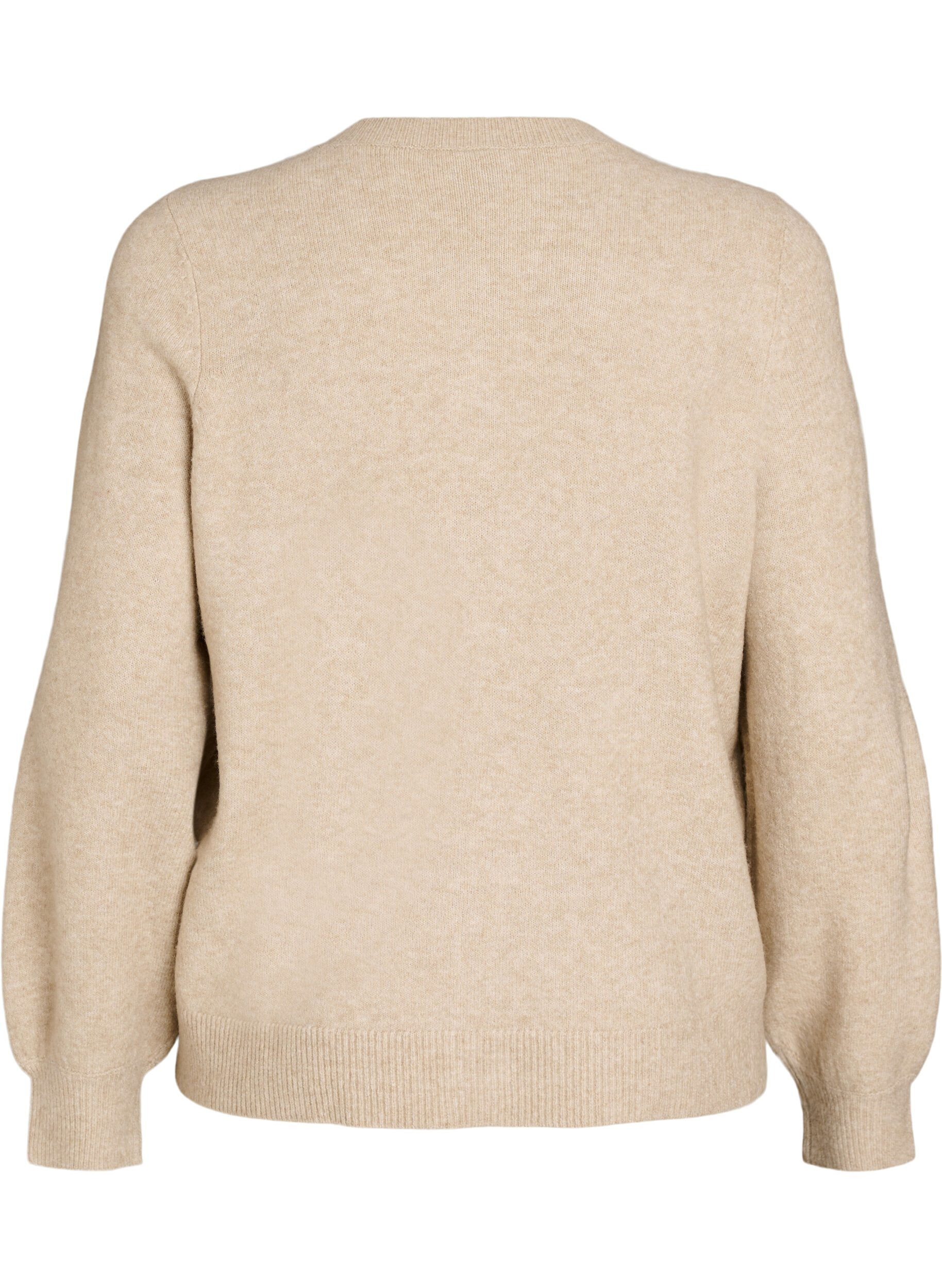 Zizzifashion Cardigan in soft knit with gold-coloured buttons, Beige, Packshot image number 1
