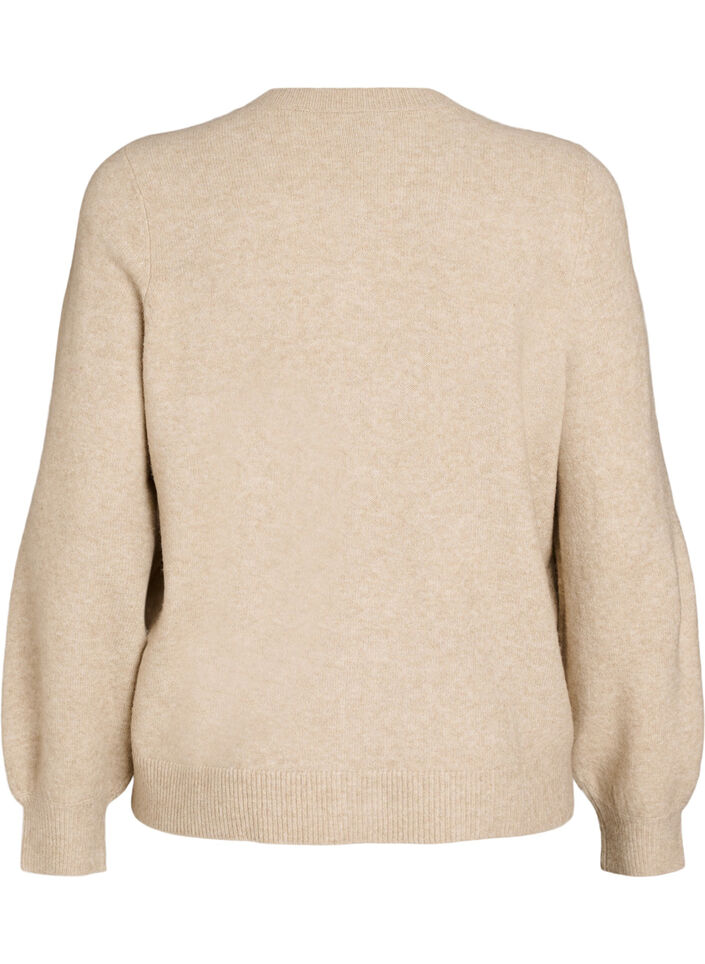 Cardigan in soft knit with gold-coloured buttons, Beige, Packshot image number 1