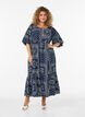 Ankle-length dress in viscose with paisley print and short sleeves, Blue, Model image number 0