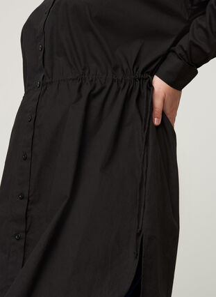 Cotton tunic with button fastening, Black, Model image number 2