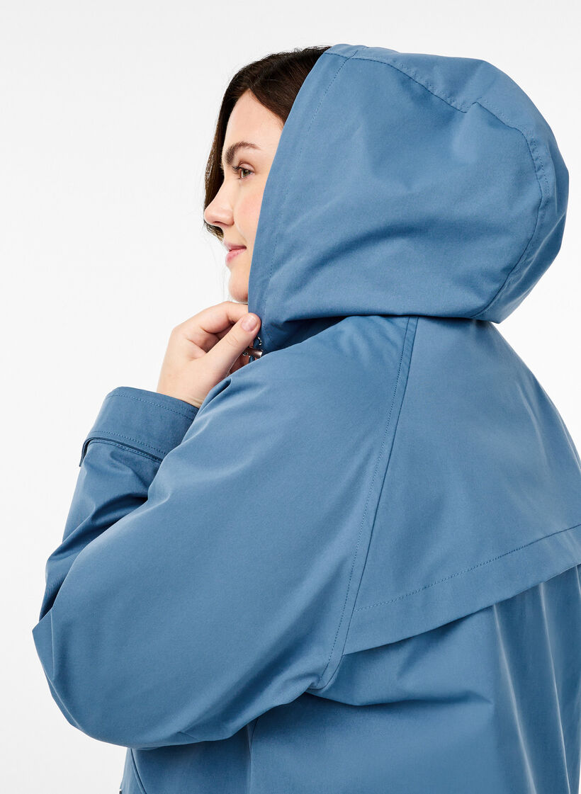Short spring jacket with a detachable hood, Blue, Model image number 3