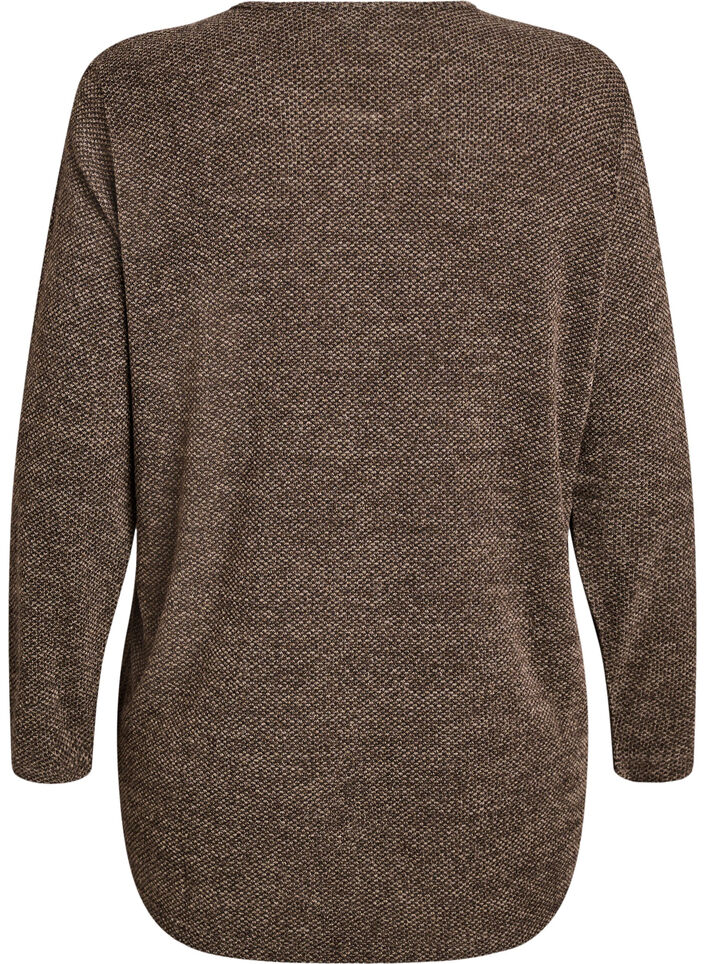 Long-sleeved blouse with texture, Brown, Packshot image number 1