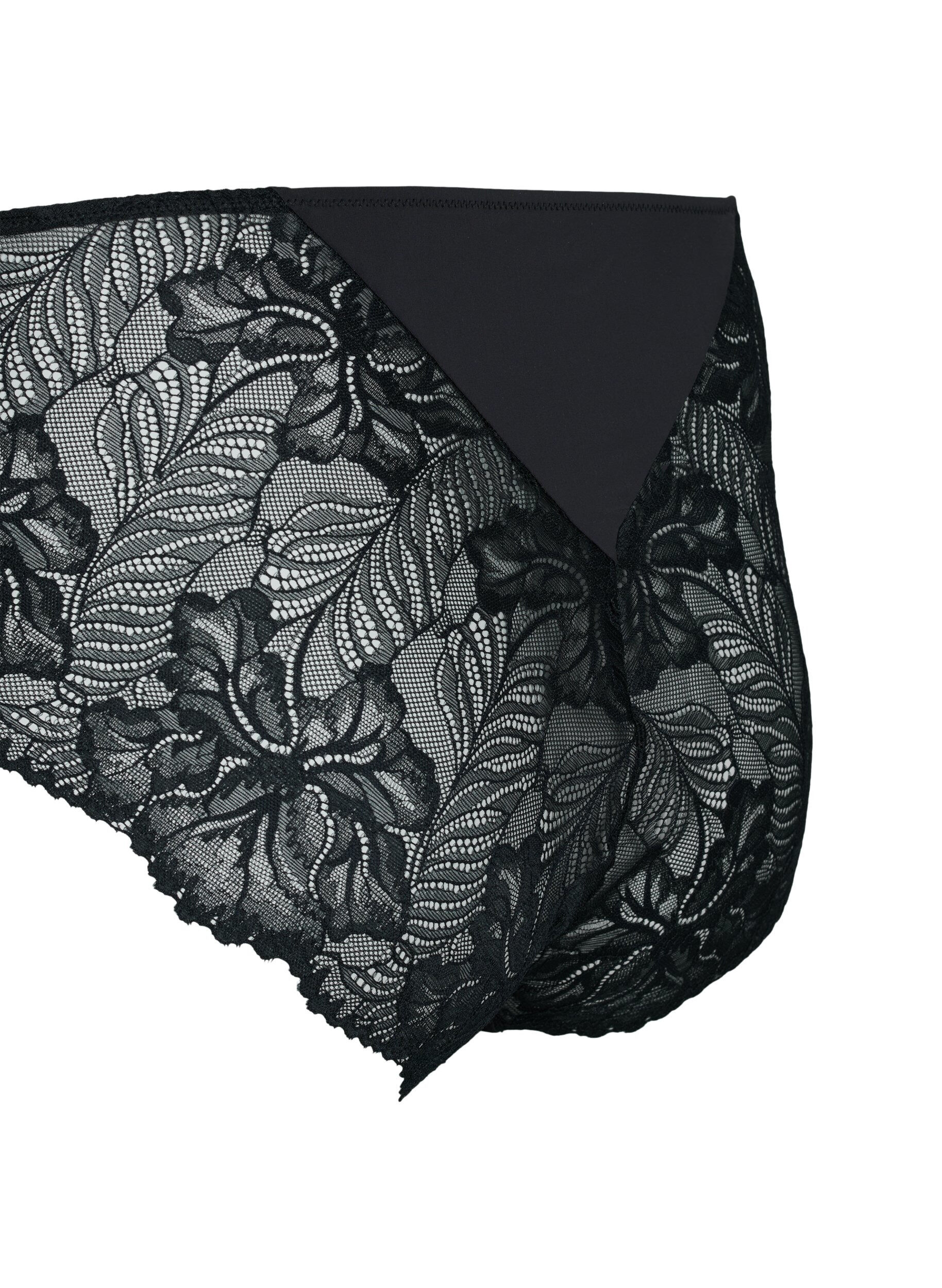 Zizzifashion Support the breasts - Brief with lace, Black, Packshot image number 2