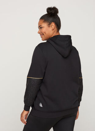 Hooded sweatshirt with print, Black, Model image number 1