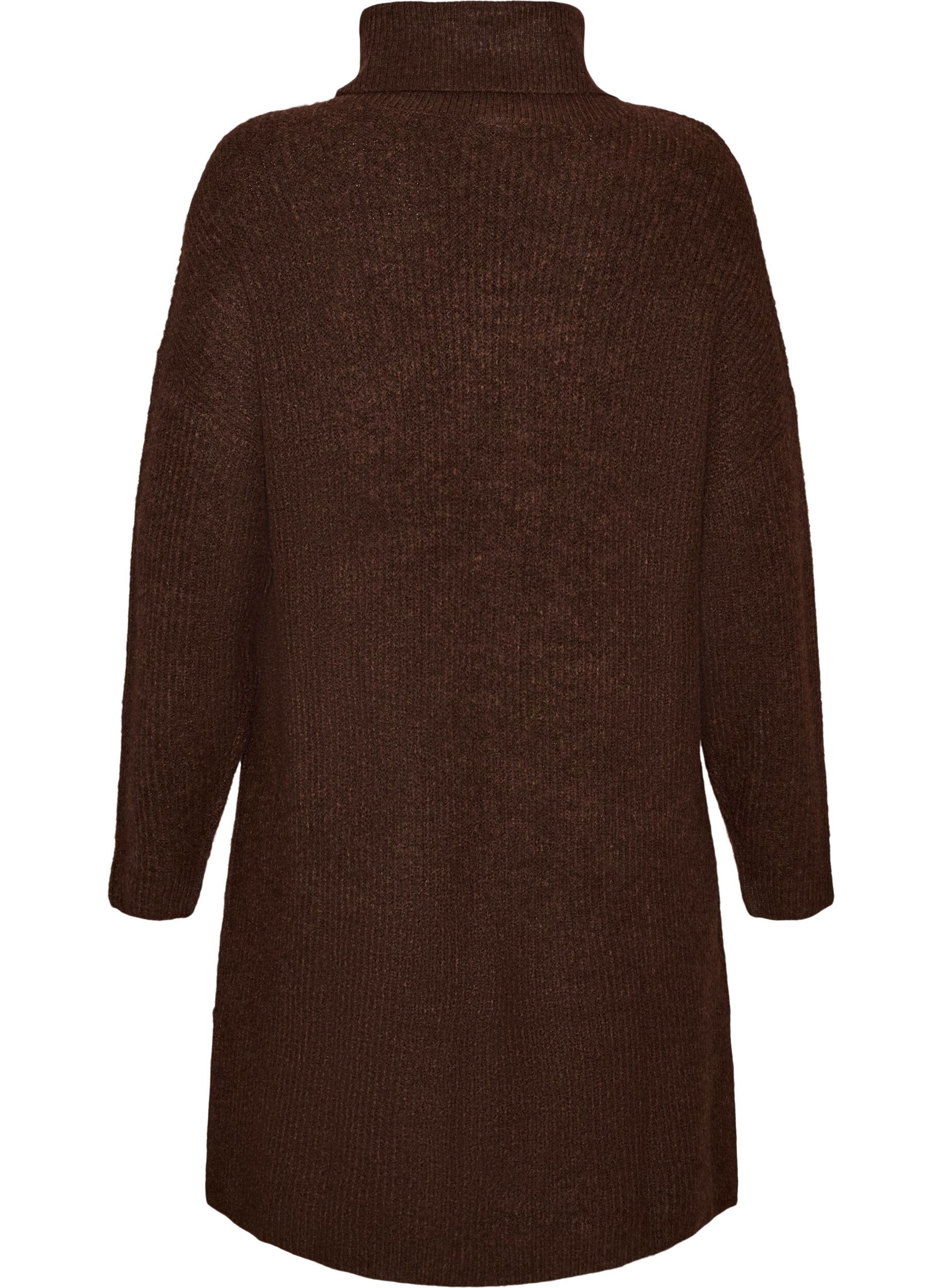 ZizzifashionKnitted dress with turtleneck, Brown, Packshot image number 1