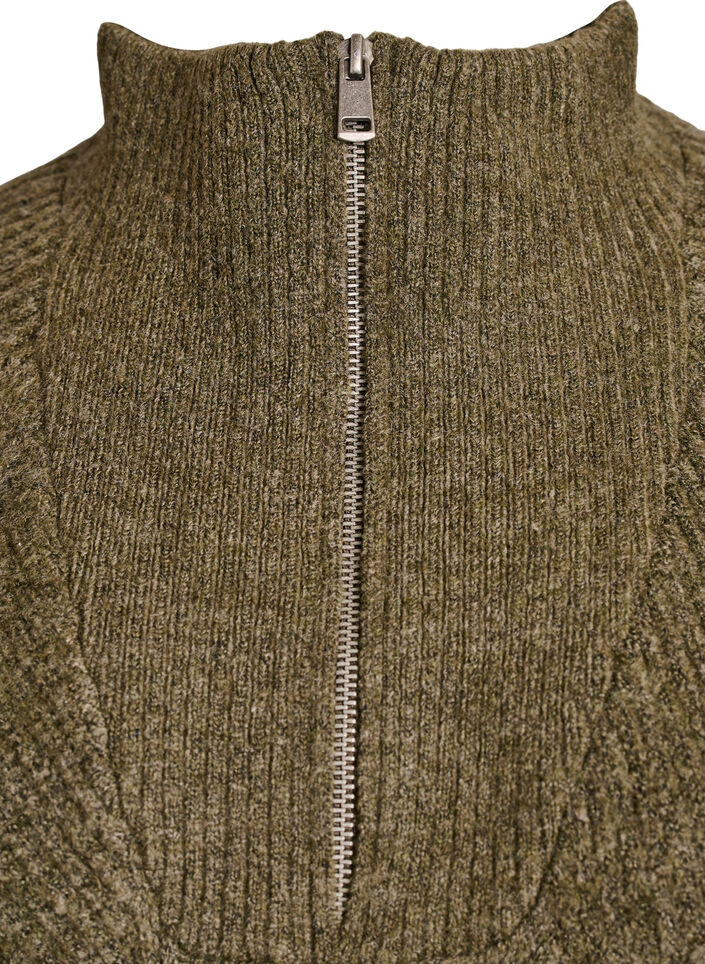 Knee-length knitted dress with high neck, Green, Packshot image number 2