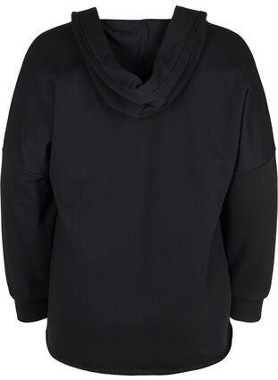 Sweatshirt with hood and slits, Black, Packshot image number 1