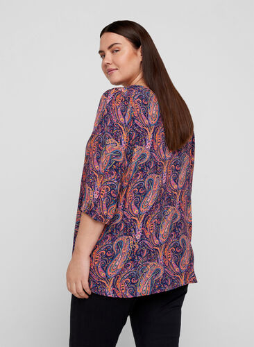 Viscose blouse with paisley print, Paisley AOP, Model image number 1