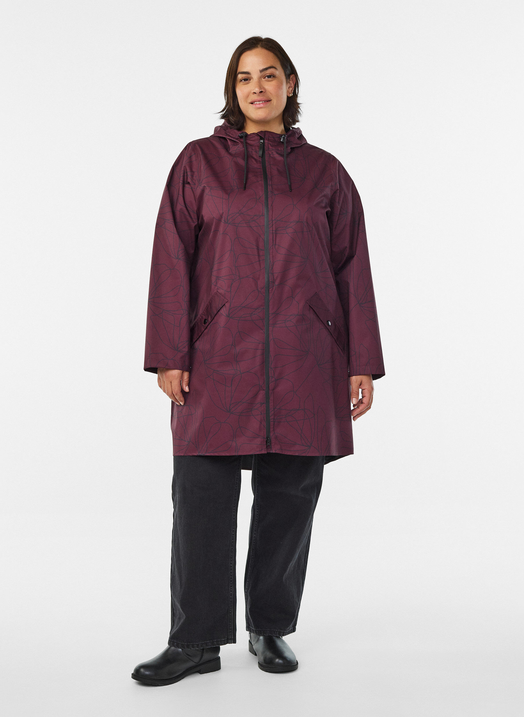 Zizzifashion Patterned raincoat, Dark Bordeaux, Model image number 1