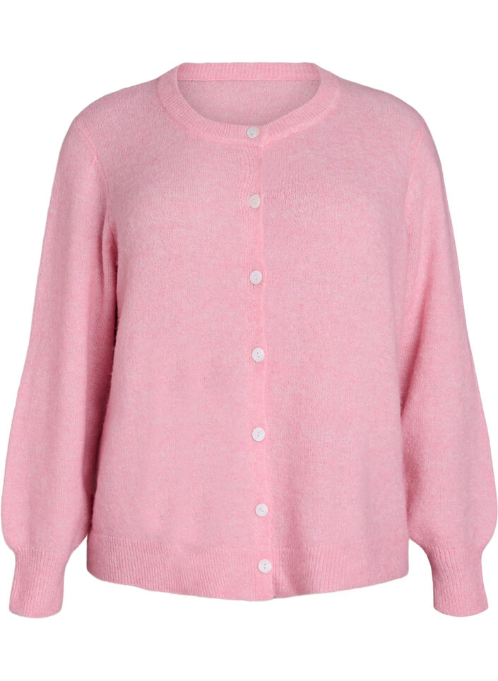Knit cardigan with wool and buttons, Pink, Packshot image number 0