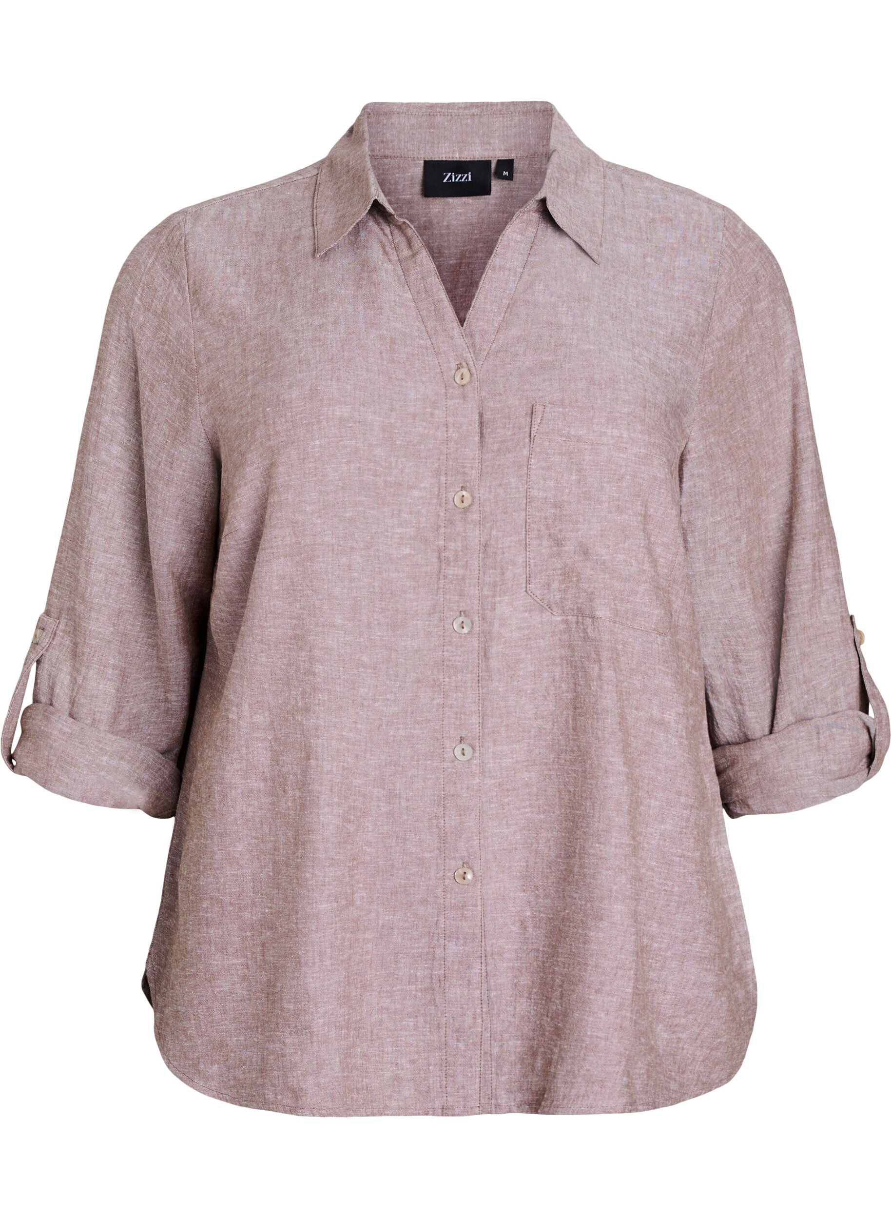 Shirt in linen and viscose with 3/4 sleeves