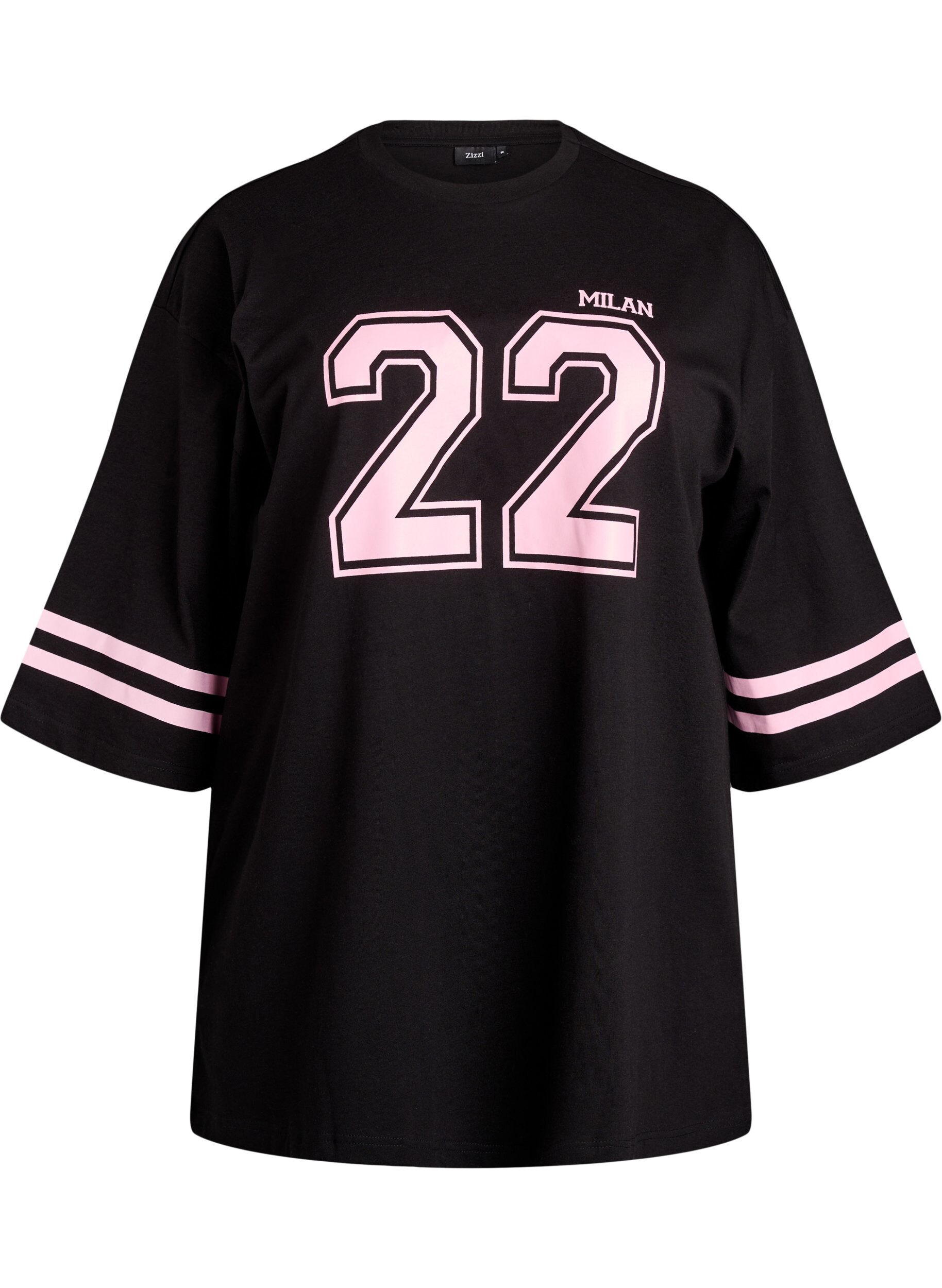 Oversized college T-shirt with 3/4 sleeves