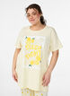 Long night T-shirt in organic cotton with print, Yellow, Model image number 0