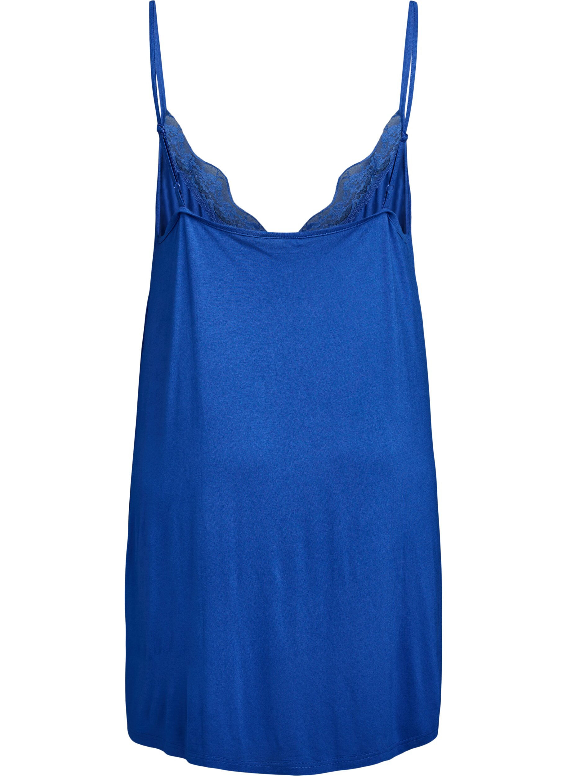 Zizzifashion Viscose nightgown with lace trim, Blue, Packshot image number 1
