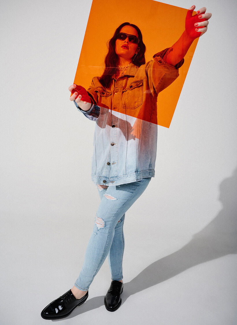 Slim fit jeans with abrasion details, Light Blue, Image image number 0