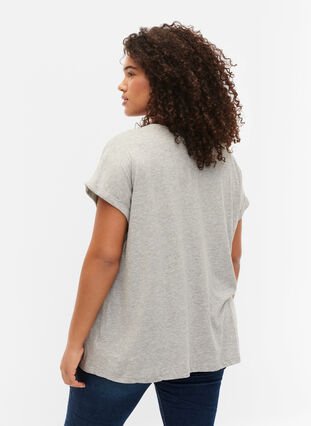 Short sleeved cotton blend t-shirt, Heather Grey Mél, Model image number 1