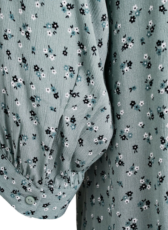 Tunic with floral print and 3/4 sleeves, Green, Packshot image number 3