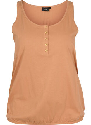 Block coloured cotton top with elastic along the bottom, Pecan Brown, Packshot image number 0