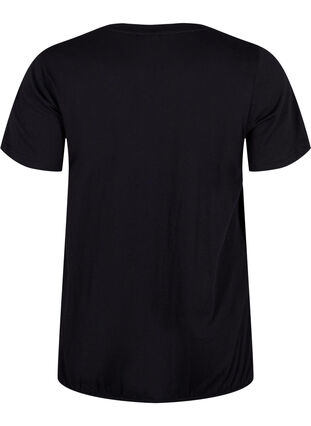 Short sleeve cotton t-shirt with elasticated edge, Black W. Now, Packshot image number 1
