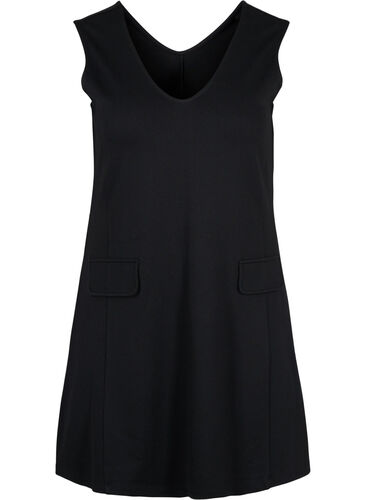 Pinafore dress with v-neckline, Black, Packshot image number 0