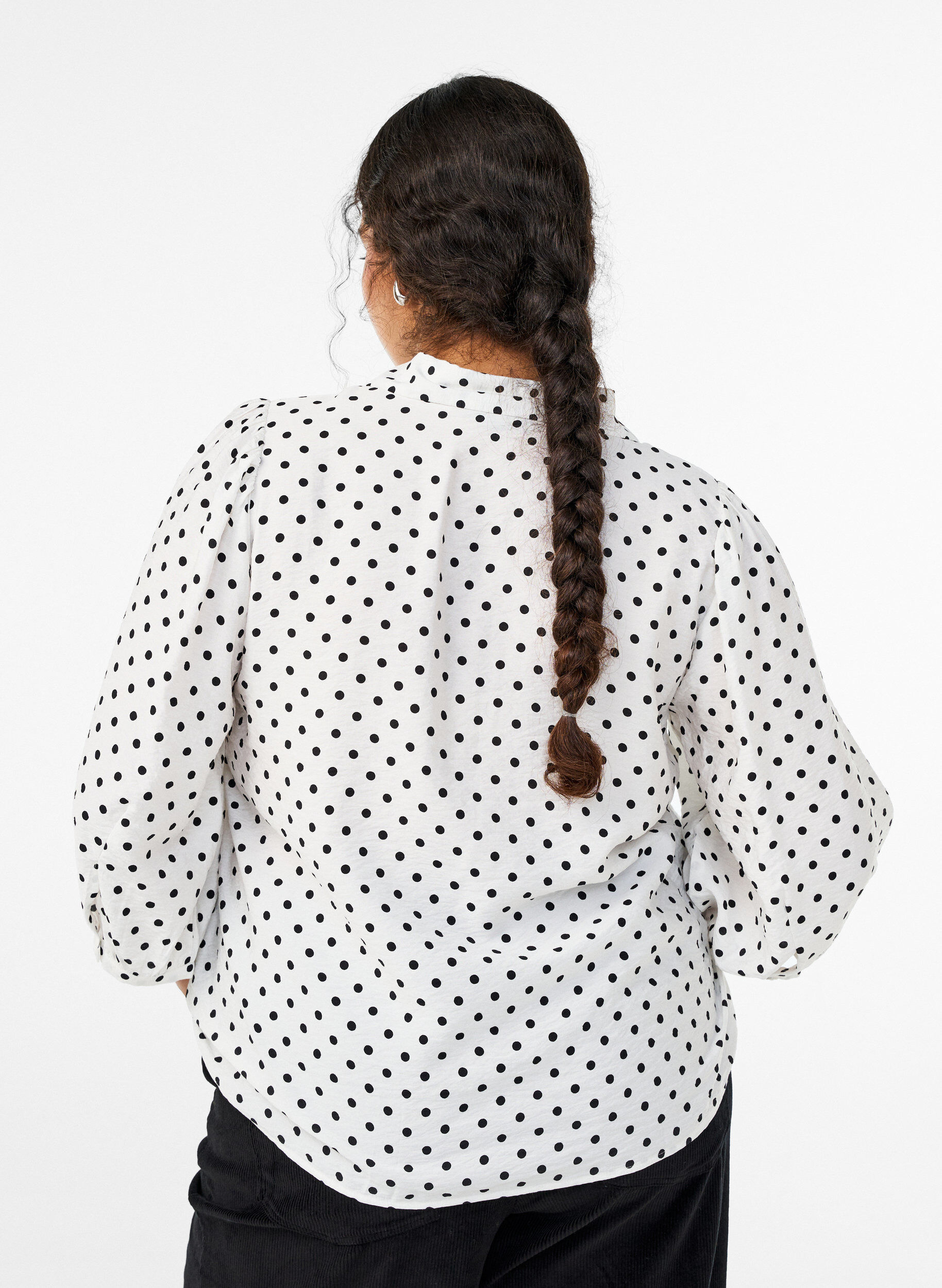 Zizzifashion Shirt with dotted pattern and 3/4 sleeves, White, Model image number 2
