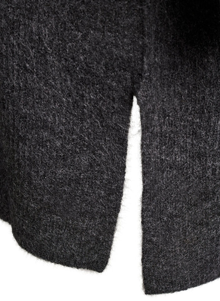 Long ribbed cardigan with an open front, Dark Grey, Packshot image number 3