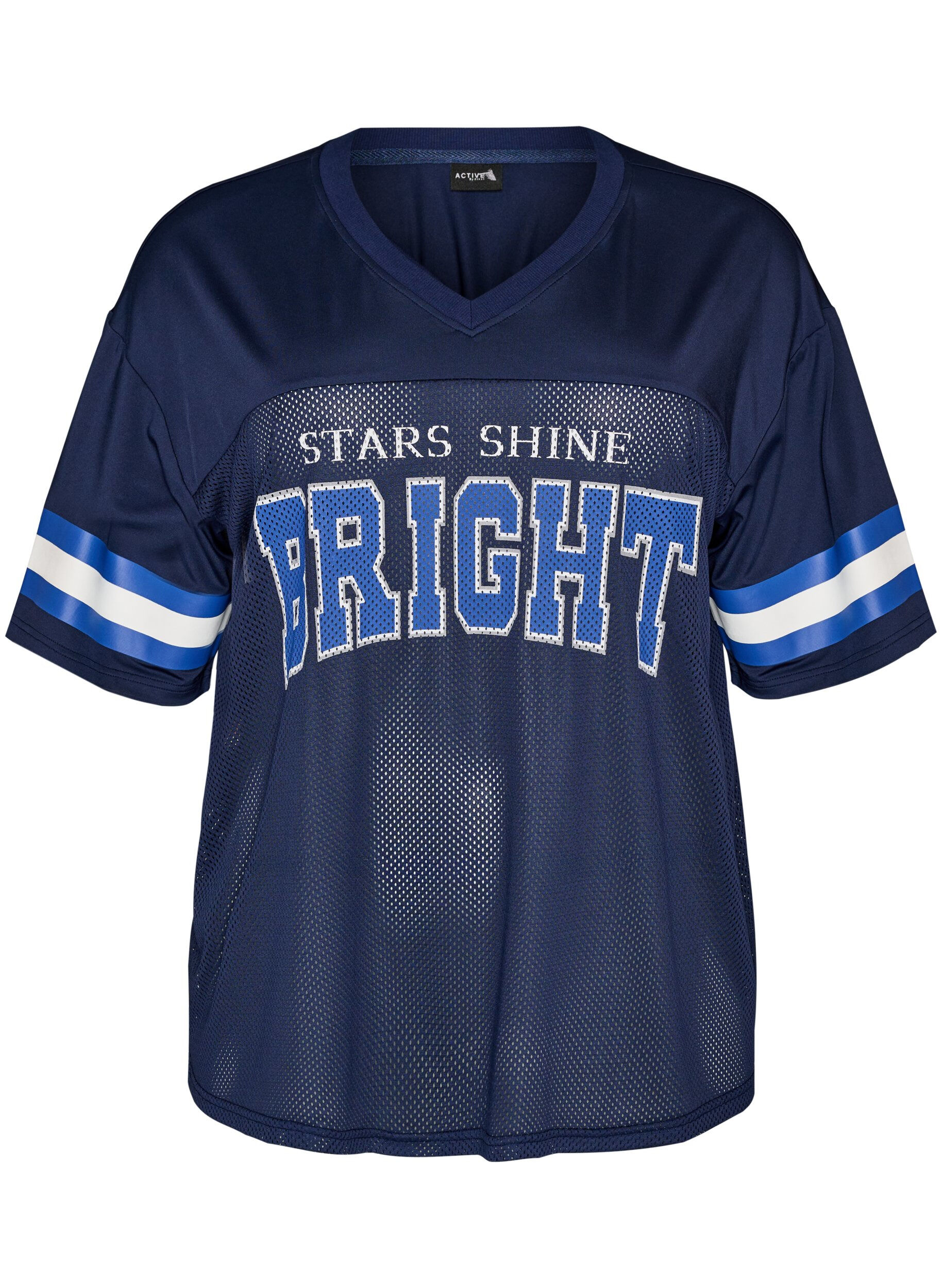 Zizzifashion Workout t-shirt with a V-neck and front print, Blue, Packshot image number 0