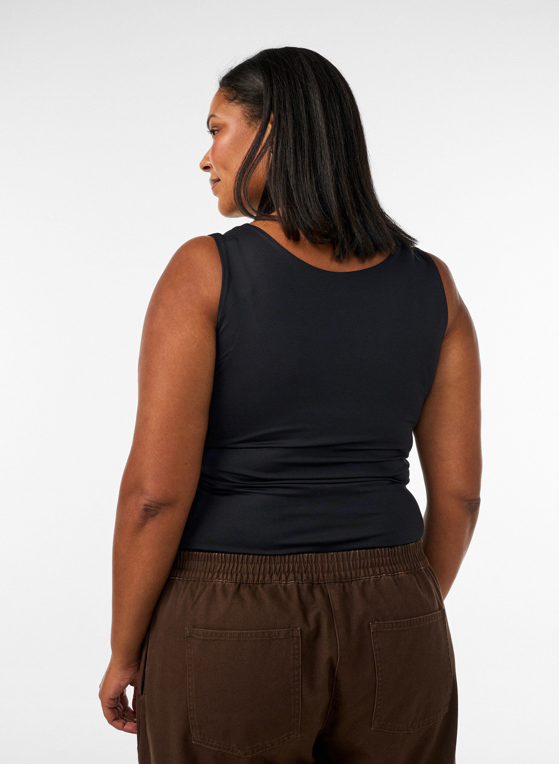 ZizzifashionFitted basic top with reversible feature, Black, Model image number 2