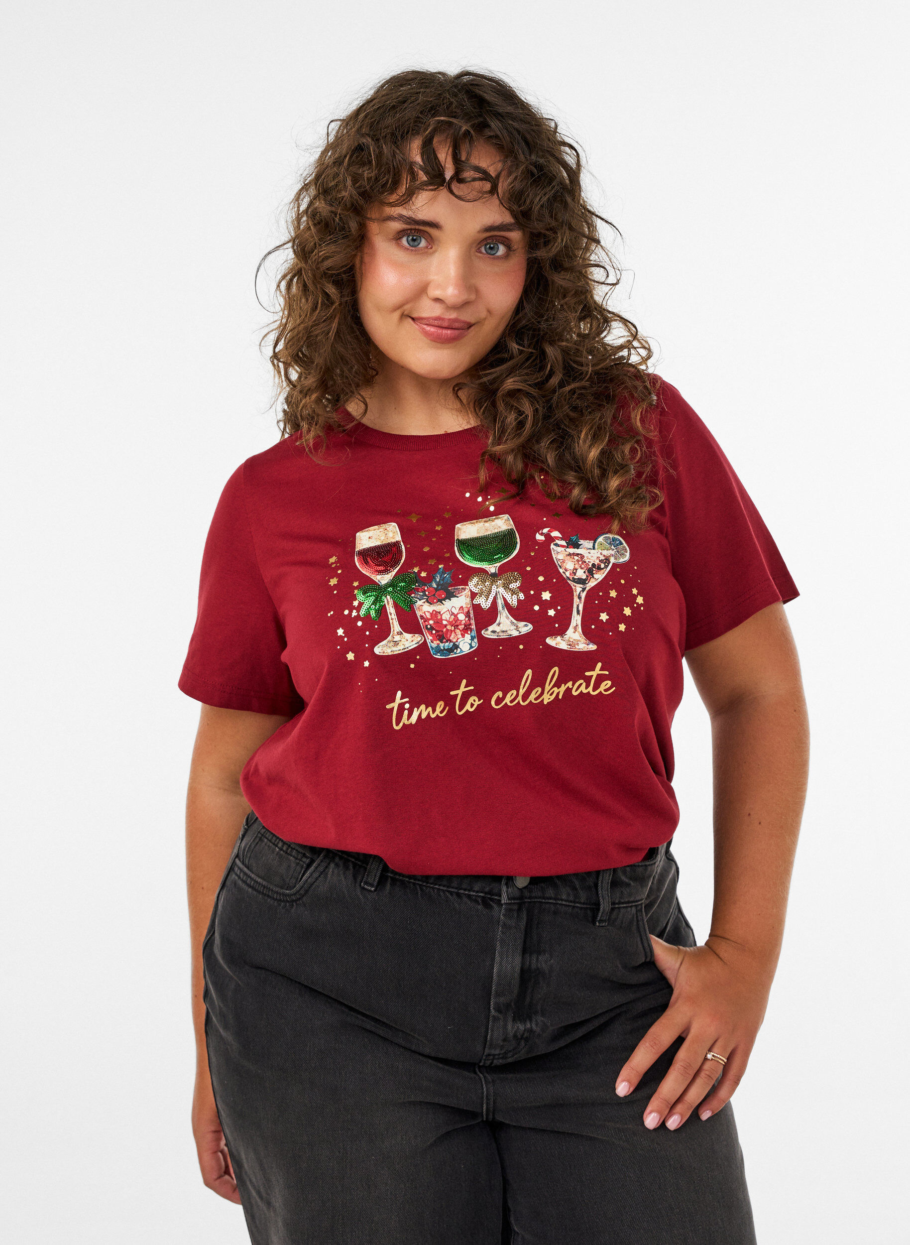 ZizzifashionChristmas t-shirt in organic cotton, Red, Model image number 0