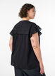 Sleeveless A-line cotton shirt blouse, Black, Model image number 2