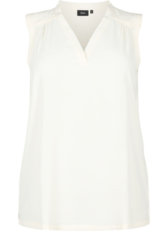 Sleeveless top with wrinkle details, Vanilla, Packshot image number 0