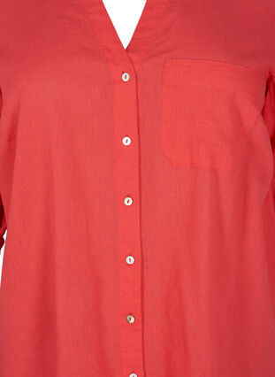 Shirt blouse with button closure in cotton-linen blend, Hibiscus, Packshot image number 2