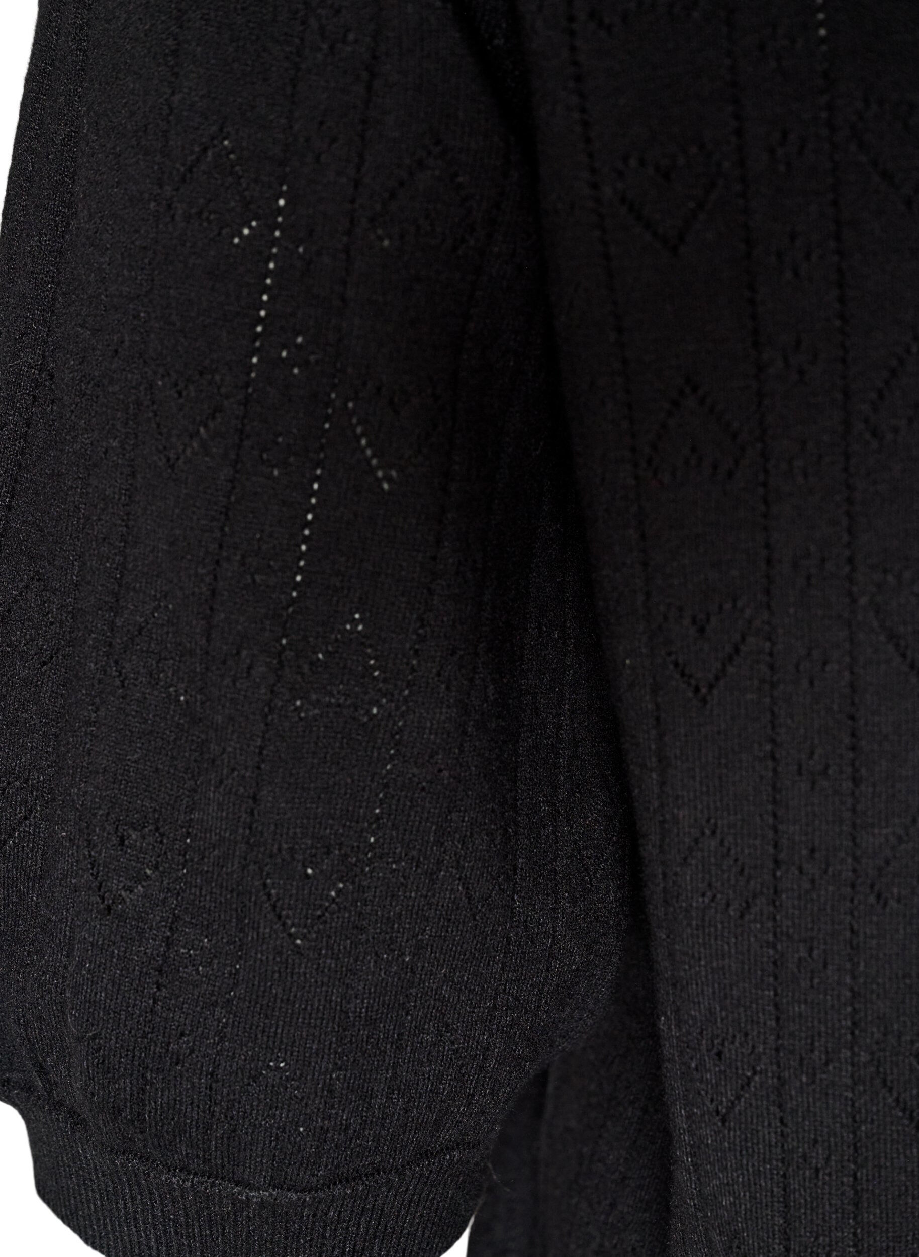 ZizzifashionShort-sleeved knit blouse with a pointelle pattern, Black, Packshot image number 3