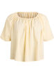 Small check blouse with an elasticated neckline and elbow-length sleeves, Yellow, Packshot image number 0