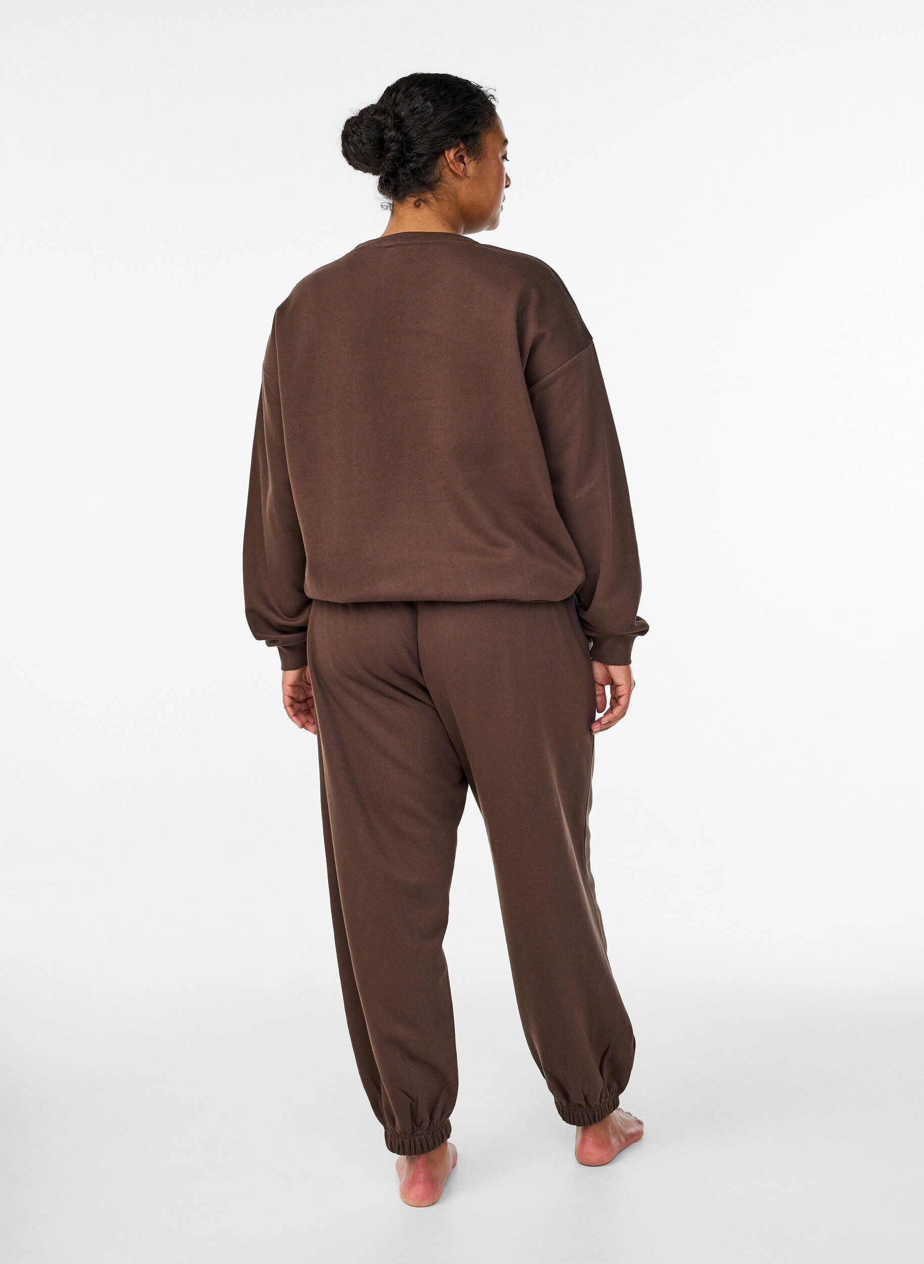 Zizzifashion High-waist sweatpants with pockets, Brown, Model image number 1